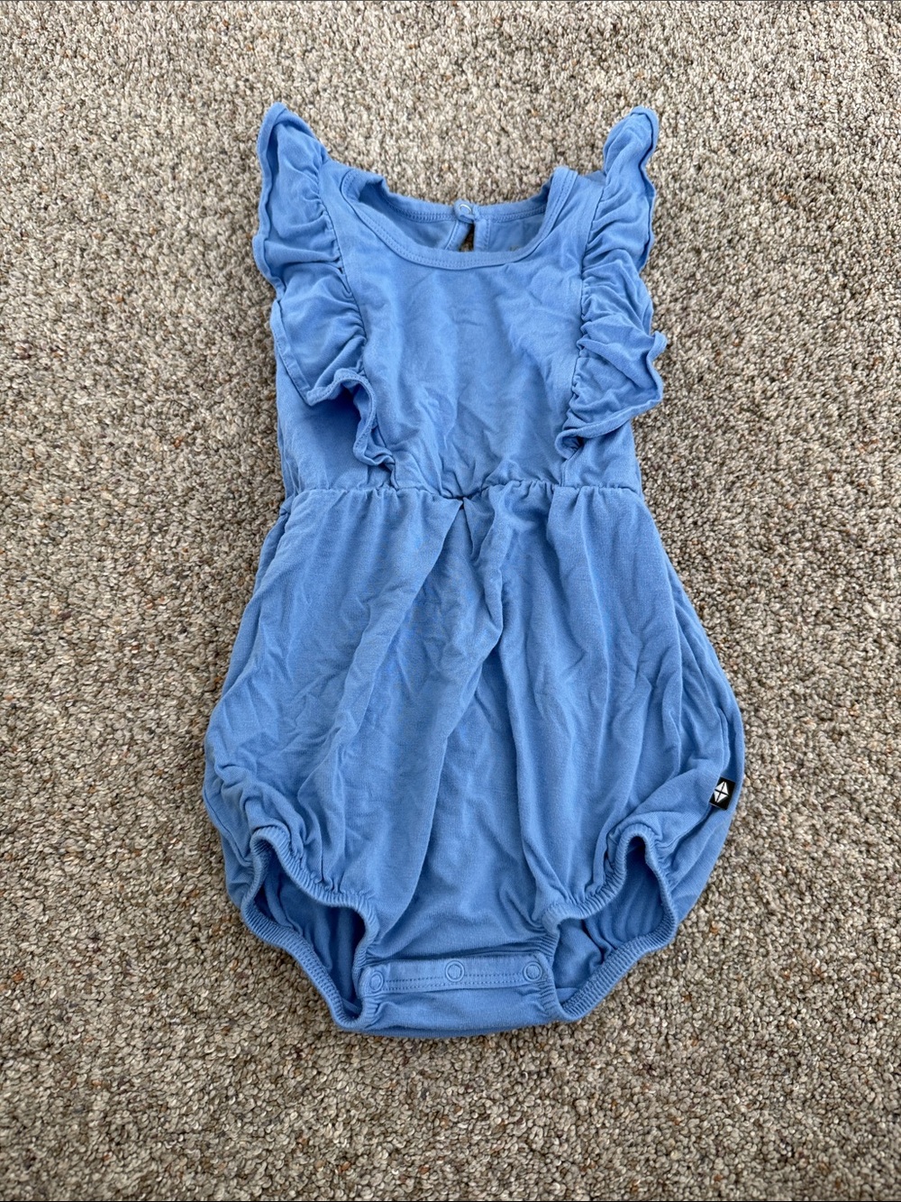 Kyte Baby bubble romper periwinkle blue sleeveless one-piece ruffle 12-18 months